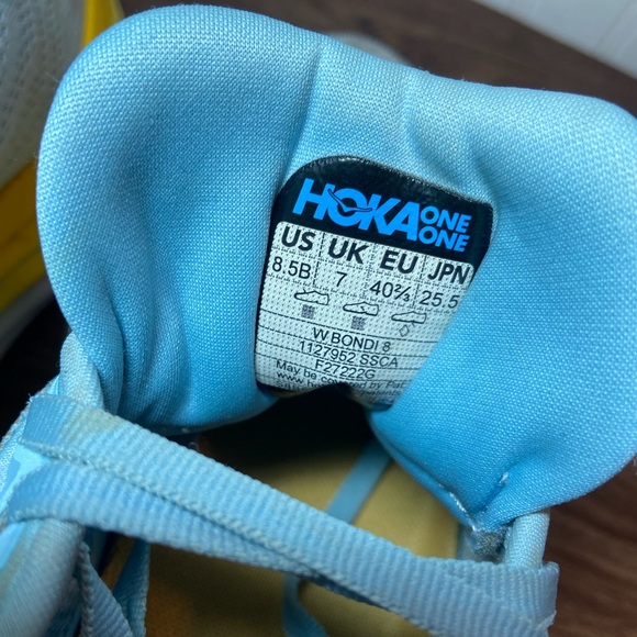 Hoka Bondi 8 Sneakers Blue Orange Yellow Low Top Lace Up Women’s 8.5 - Picture 10 of 14
